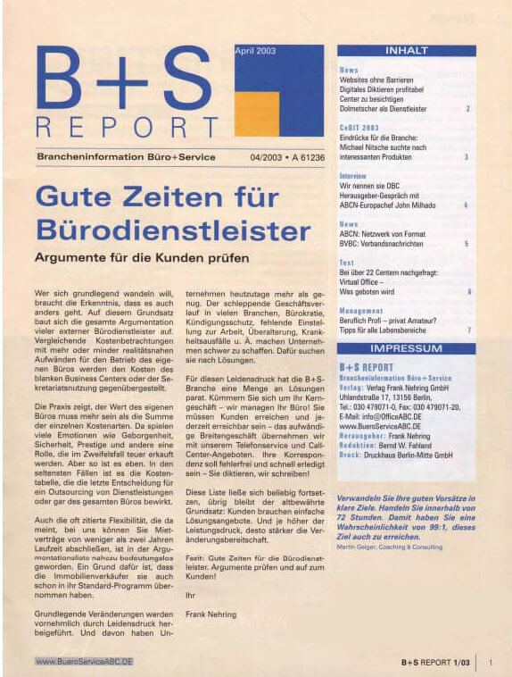 B+S Report April 2003